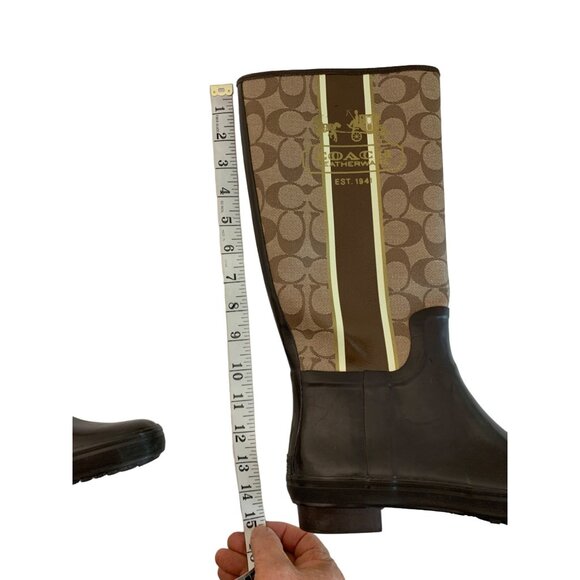 Coach Leatherware Women's Monogram Rain Winter Boots Size 7B Brown 7485 EUC - Picture 4 of 11